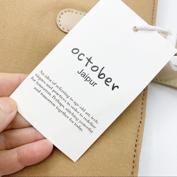 October Jaipur Causebox One Size Fits All Tan Vegan Tote NWT - Picture 4 of 13